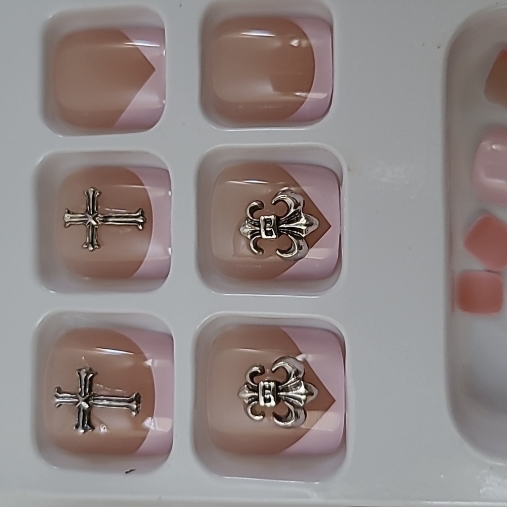2/$16 3D Cross French Pedicure Press on Toenails - Picture 15 of 17